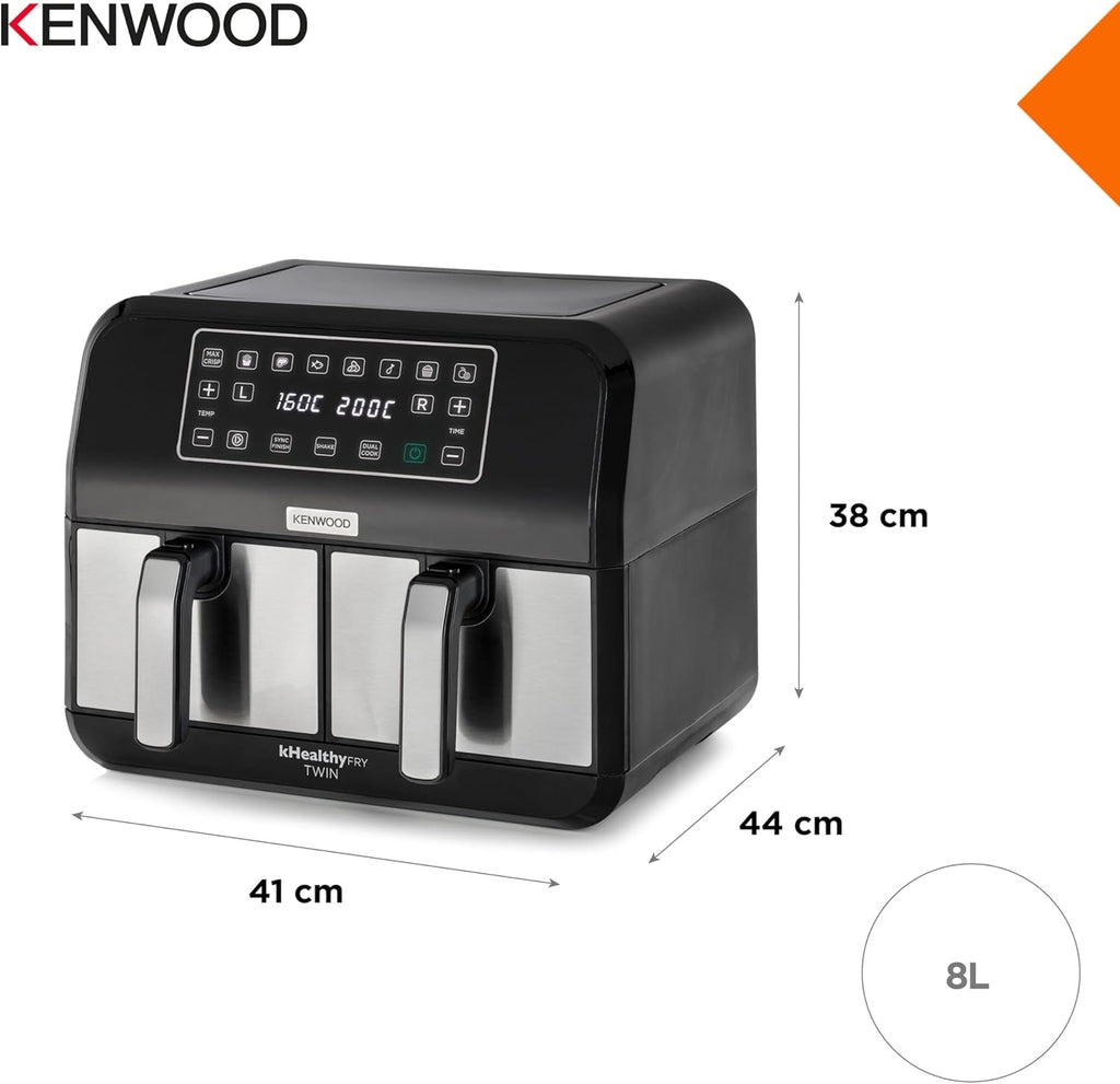 Kenwood Khealthy Twin Airfryer, 8L (2X4L), cameră dublă, 8 programe, funcție Dual Cook & Sync Finish, ecran tactil Electrocasnice Naty Shop