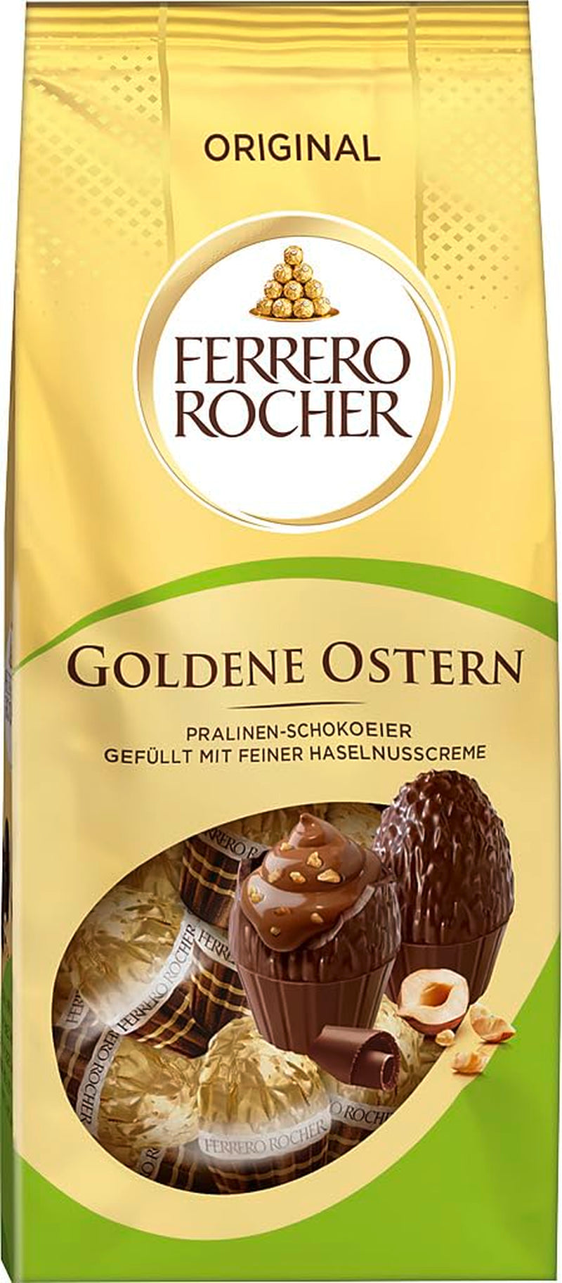 Ferrero Rocher csokoládé tojás 90g – Tejcsokoládé mogyoródarabokkal és finom kakaós krém mogyoróval – Húsvéti tojások húsvéti fészekbe – Húsvéti ajándék – Húsvéti csokoládé, húsvéti édességek