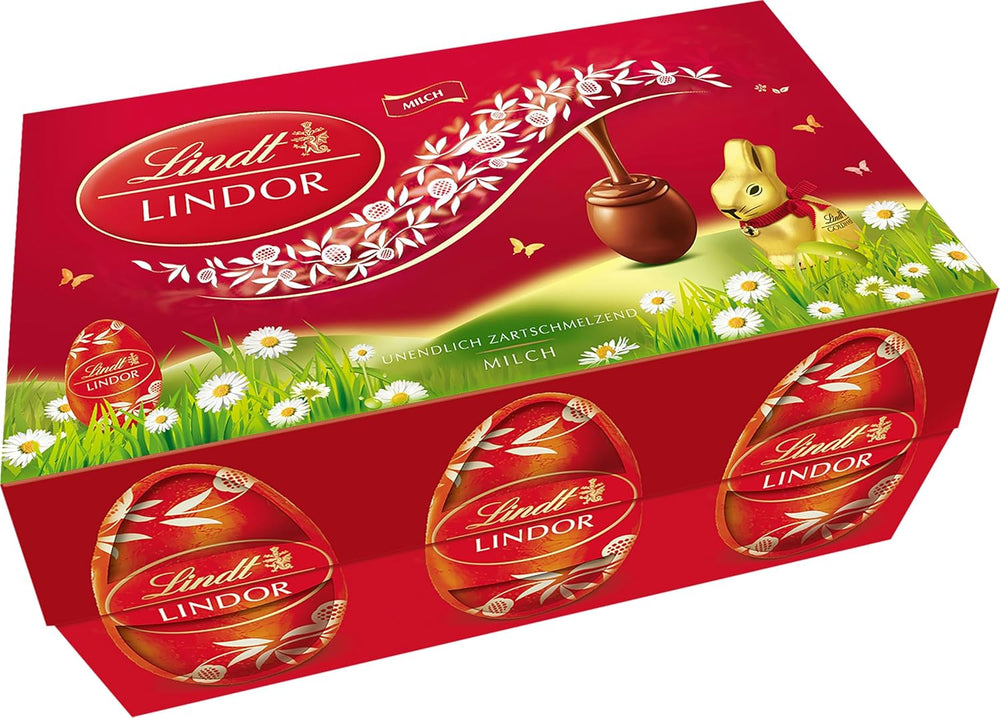 Húsvéti Mix Lindt Chocolate LINDOR | Doboz 144g | Szájban olvadó LINDOR tojás három változatban: Tejcsokoládé, Étcsokoládé, Mogyorós | Húsvéti csokoládé | Ajándék csokoládé | 1 csomag