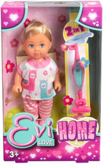 Simba Evi Love Home Puppe – Ankleidepuppe mit 2in1 Staubsauger, Haushalts Rollenspiel mit Zubehör, kleine Modepuppe zum Spielen, 12 cm, ab 3 Years