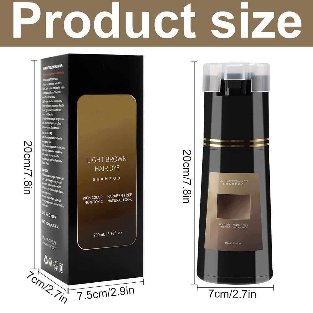 Șampon colorant pentru păr, șampon colorant instant 3 în 1, șampon colorant instant pentru îngrijirea părului, șampon colorant pentru păr negru, șampon colorant pentru păr (maro deschis) Vopsea pentru par Naty Shop