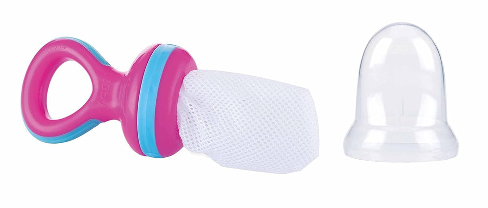 Nuby - Hrănitor de fructe Nibbler cu capac de protecție, roșu