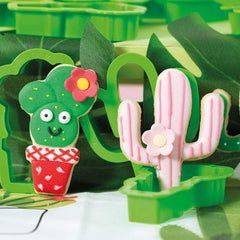 0255072 Formă de tăiat cactus din plastic, set de 2 bucăți, 9 x 2,2 cm, verde