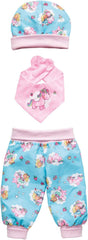 Heless 1080 - Bekleidungs-Set für Puppen im Design von Einhorn Emil und Fee Emma, 3 teilig mit Hose, Mütze und Halstuch, Größe 28 - 35 cm