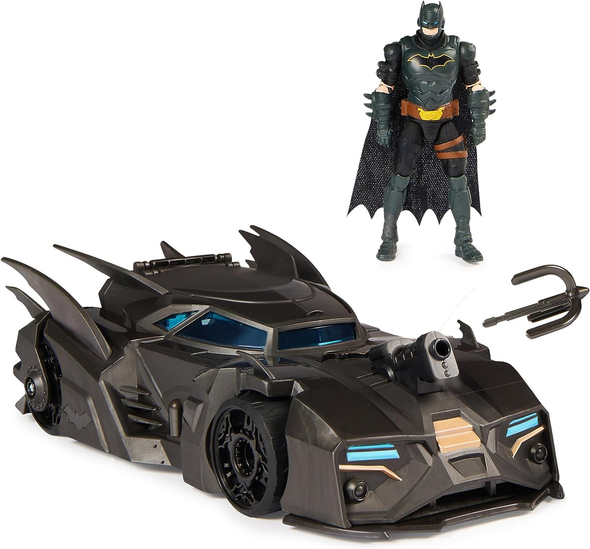 DC Comics Batman Batman offroad katapulttal, markoló kampóval és hálós hátsó cellával, 10 cm-es Batman figurával, 4 éves és annál idősebb szuperhősrajongók számára Akciófigurák Naty Shop Single