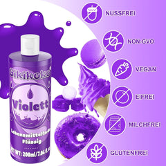 Colorant alimentar - Gikikoko 200ml colorant alimentar lichid, foarte concentrat, colorant alimentar pentru copt, macaroane, prăjituri, jeleu, fondant, prăjituri, slime DIY (violet)