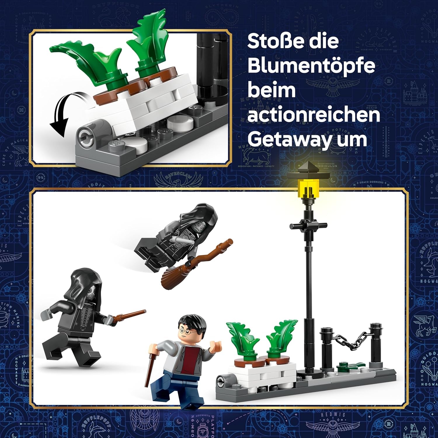 LEGO Harry Potter Hagrids und Harrys Flucht aus dem Ligusterweg - Motorrad Spielzeug mit 4 Minifiguren - 2 Todesser, eine Strassenszene - Geschenk für Mädchen, Jungen und Fans ab 8 Jahren - 76459