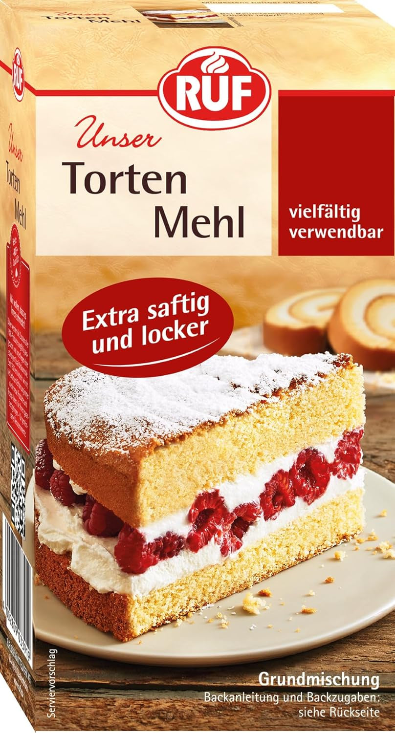 RUF Biskuit Teig, Backmischung Für Einen Saftigen Biskuitteig, Gelingsicher Und Schnell Zuberitet, Zur Herstellung Von Biskuitrollen, Biskuitkuchen Oder Tortenboden, 1 X 250G Naty Shop 400 G (1 Er Pack) Tortenmehl
