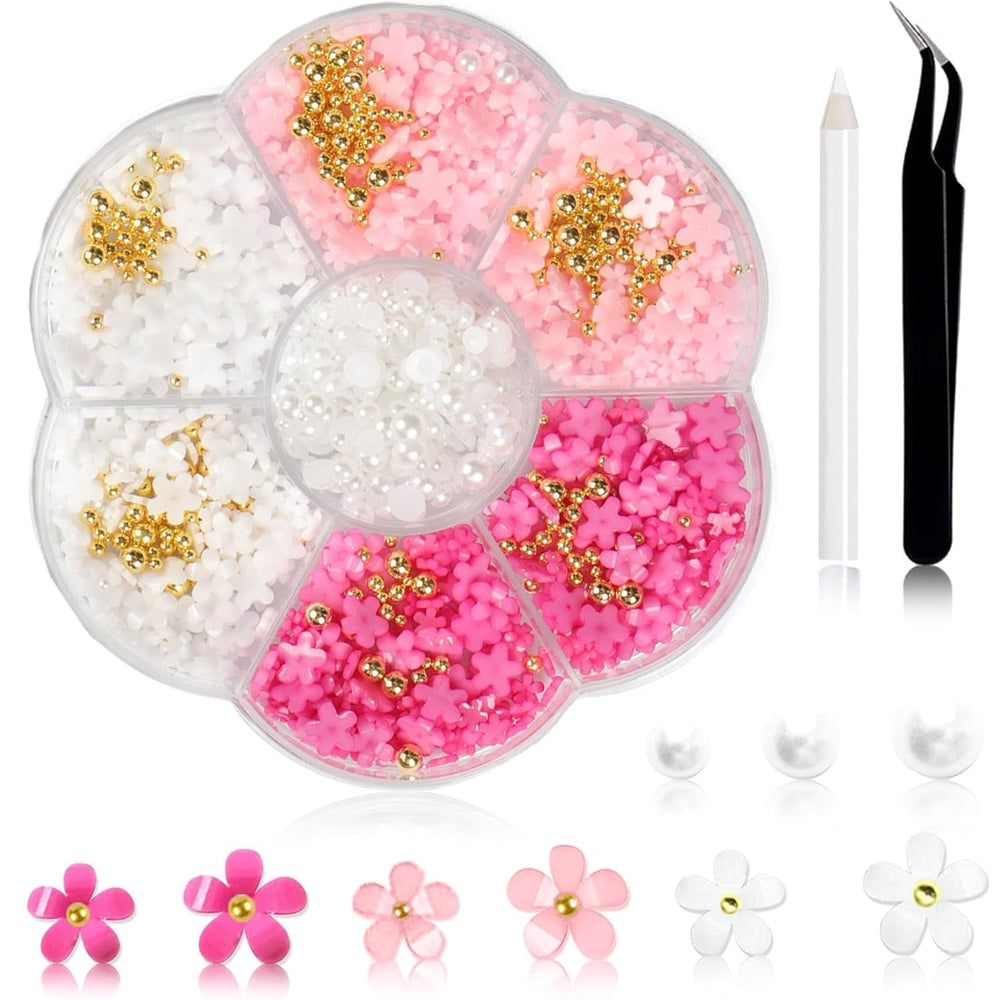 1 Karton Nail Art Charms, 3D Blumen Nagelkunst Charms, Acryl Blumen Nagel Strass Mit Ornamenten, Nagel Edelsteine, Nagel Zubehör Für Mädchen, Nagelkunst Dekoration, DIY Handwerk Nail Design