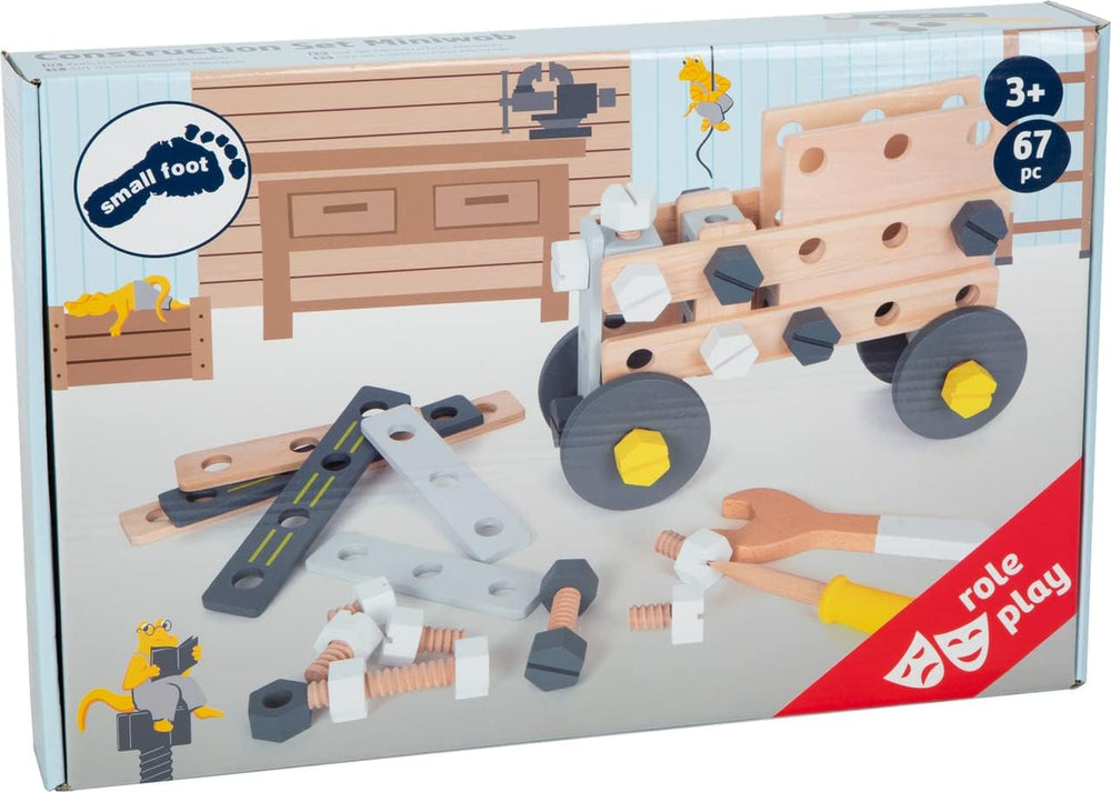 Small Foot Konstruktionsset Miniwob aus Holz, kreativer Bausatz mit Werkzeuge und Zubehör, ab 3 Jahren, 11810, Grey Yellow