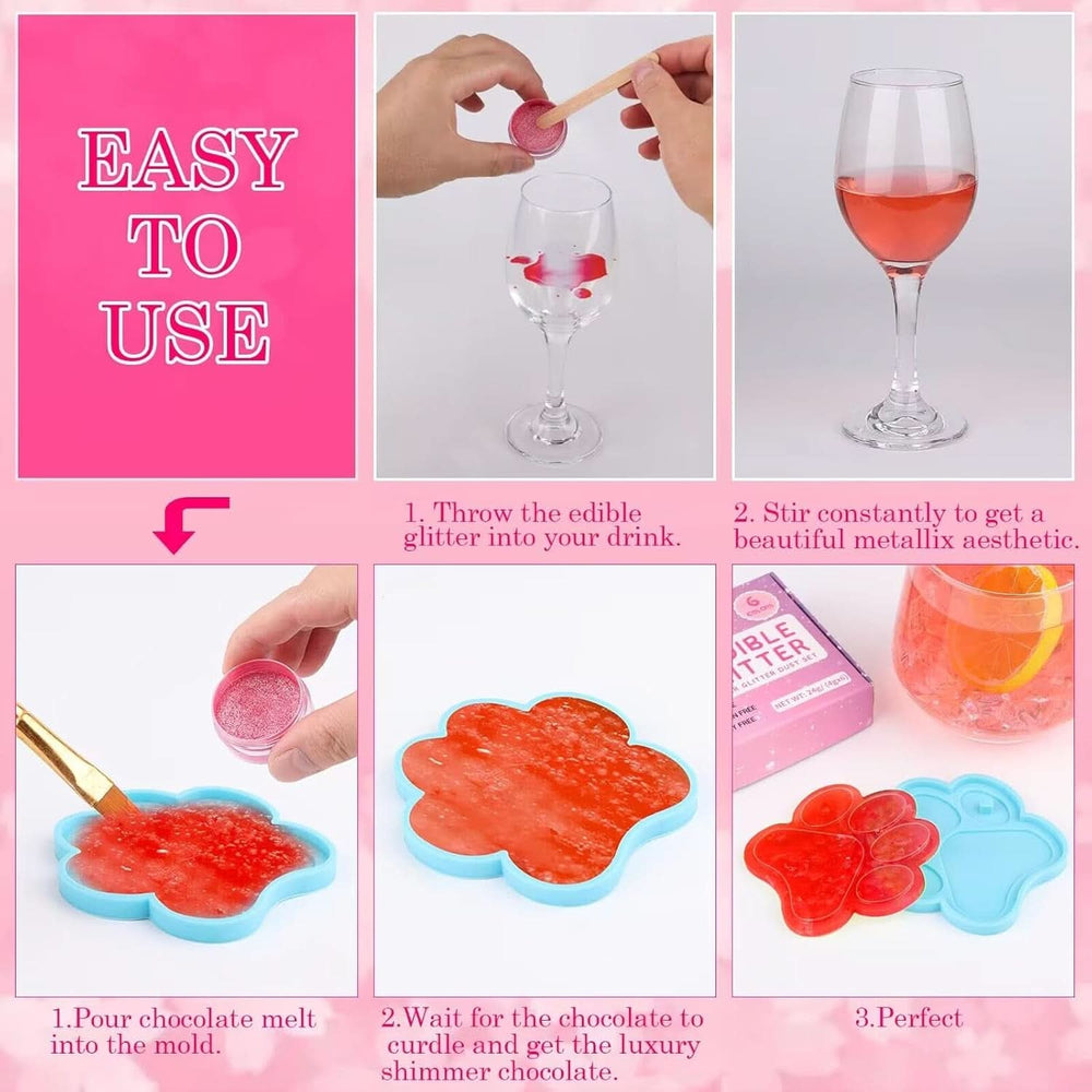 Ehető csillám, 4 vagy 6 színárnyalatos készlet, termékenként 4 gramm Glitter Naty Shop