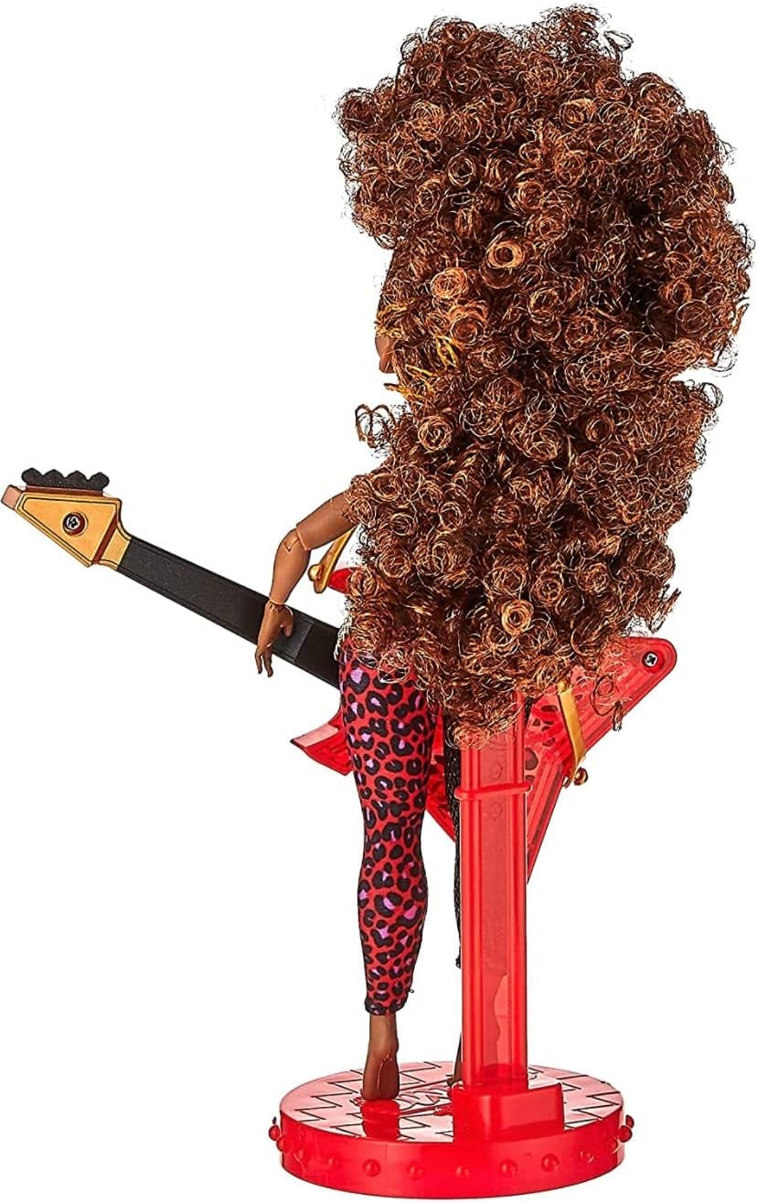 L.O.L. Meglepetés! OMG Remix Rock FEROCIOUS Modepuppe mit 15 Überraschungen -mit Bassgitarre, Outfit, Schuhen, Bürste, Puppenständer, Songtext-Magazin & Plattenspieler-Paket - Für Mädchen ab 4+ Jahren