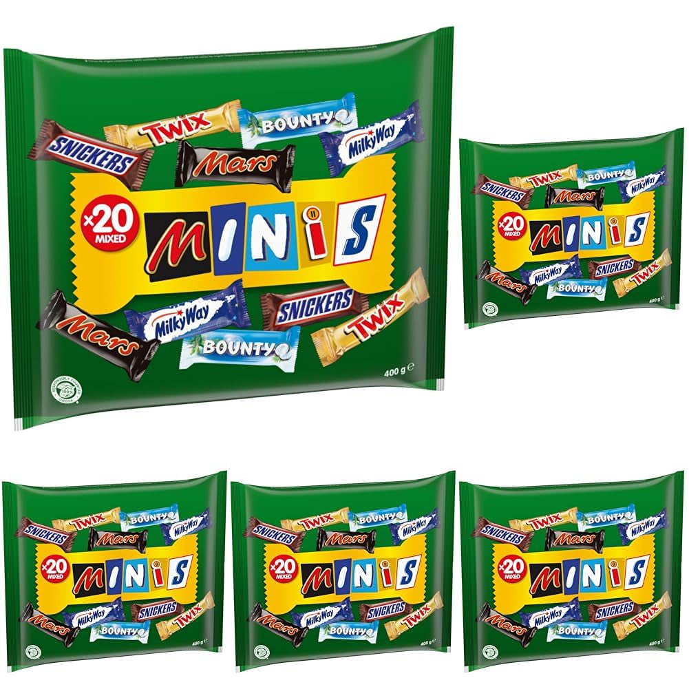 Vegyes mini, Snickers, Bounty, Twix, Milky Way, csokoládé tömeges csomag, egy csomag (1 x 400 g) (5 db-os csomag)