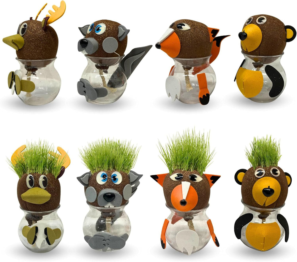 Bada Bing Graskopf 4er készlet incl. Wasserbehälter Waldtiere DIY Tiere – Rasenkopf Tierkopf mit Rasensamen – Experiment für Kinder – Spaß mit Lerneffekt – Geschenk Mitbringsel Kindergeburtstag Mitgebsel