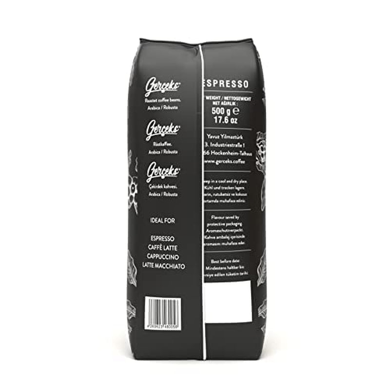 Espresso Kaffeebohnen stark 500g, Barista Kaffee schokoladig und säurearm, Espressobohnen, Bohnenkaffee mit Arabica und Robusta, feine Crema, ideal für Cappuccino