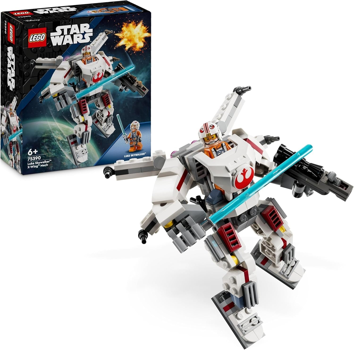 LEGO Star Wars Luke Skywalker X-Wing Mech gyűjthető játékkockái akció-kaland-ajándékötlet kreatív fiúknak és lányoknak 6 éves kortól 75390 építőkészletek Besuche den LEGO-Store alapértelmezett cím