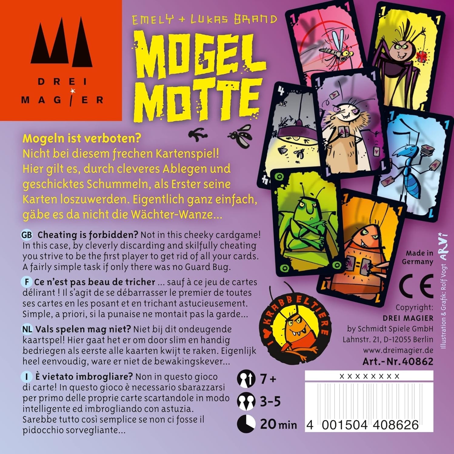 Schmidt Spiele 40862 Mogel Motte, Három varázsló kártyajáték