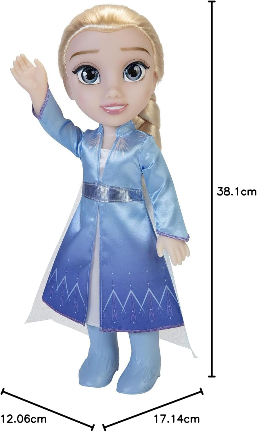 Disney Frozen 2 ELSA Reisepuppe, 35 cm große Puppe mit vom Film inspiriertem Kult-Modekleid, Stiefeln und Langen geflochtenen Haaren für zusätzlichen Spielspaß, für Mädchen ab 3 Jahren