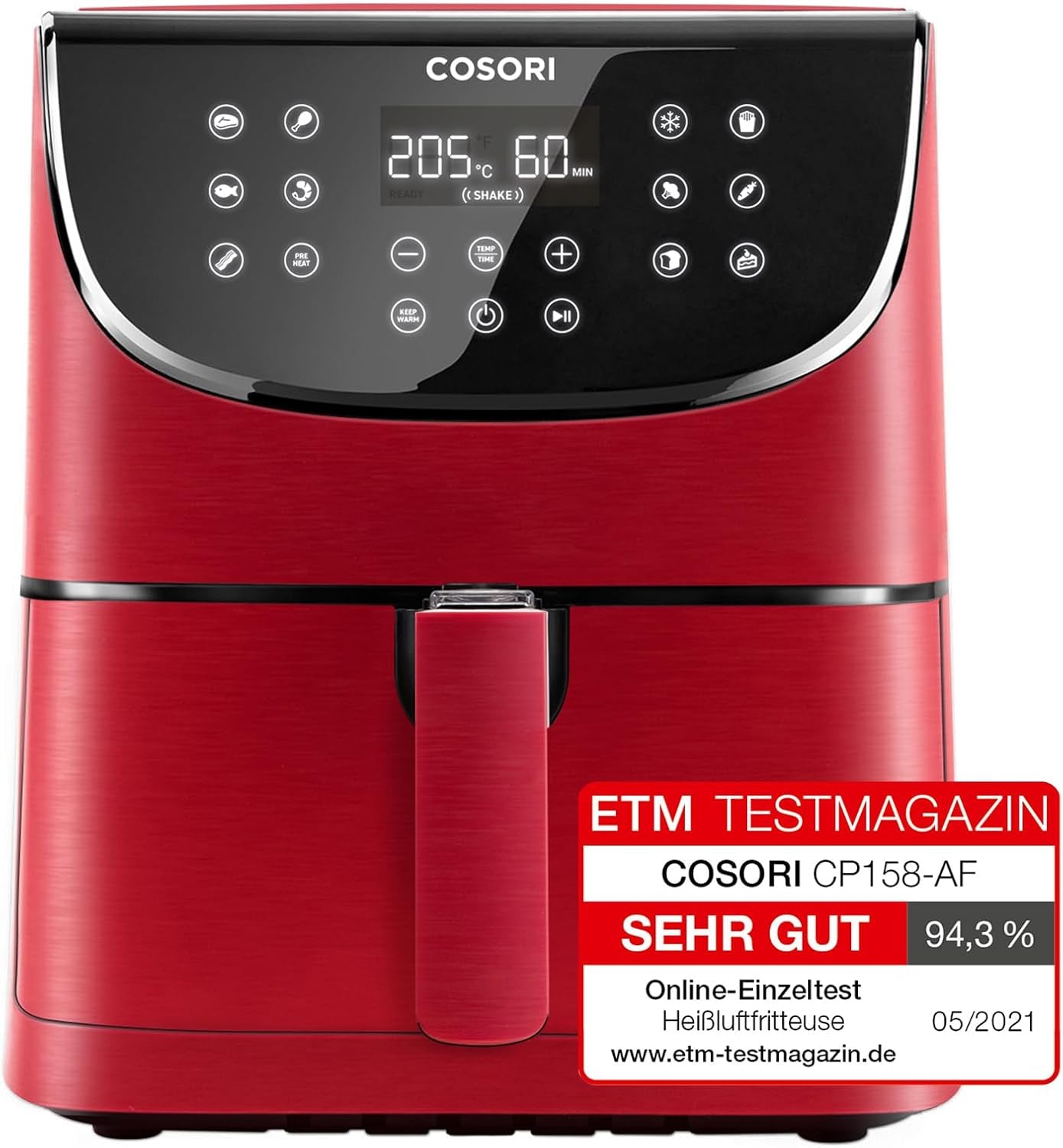 COSORI forrólevegős olajsütő Airfryer, 12 az 1-ben légfrissítő XXL 6,2 l, forró levegős sütő nézet ablakkal és keverési emlékeztetővel, 80 recept Háztartási gépek Naty Shop Red 5,5 L Premium