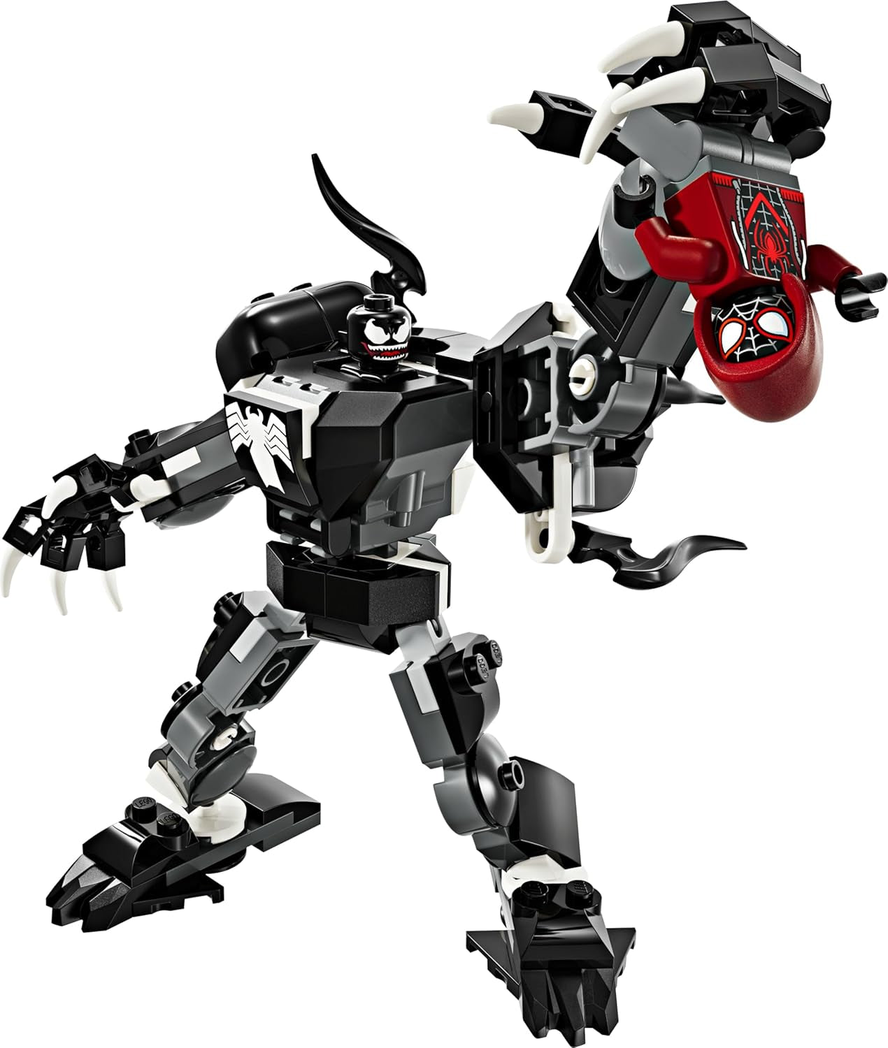 LEGO Marvel Venom Mech vs. Miles Morales mozgatható akciófigurák gyerekeknek Pókember szett szuperhőspárbaj minifigurákkal Játék Ajándék fiúknak és lányoknak 6 éves 76276 építőkészletek Besuche den LEGO-Store