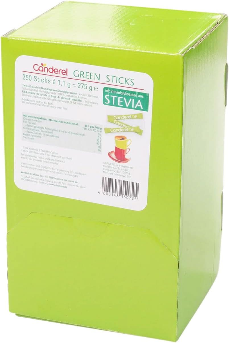 Hellma Canderel zöld stevia rudak, 250 stevia tasak, 1,1 grammos tasak Sweeteners Naty Shop