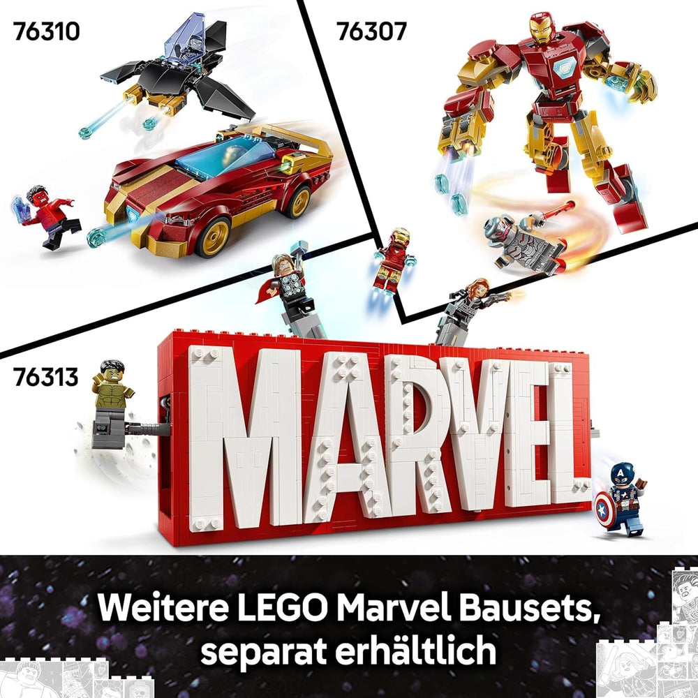 LEGO Marvel Amerika Kapitány: Polgárháborús akciópárbaj - Szuperhős játékkészlet 8 minifigurával - Repülőgép építő- és játékkészlet - Ajándék fiúknak és lányoknak 76314 építőkészletek Besuche den LEGO-Store
