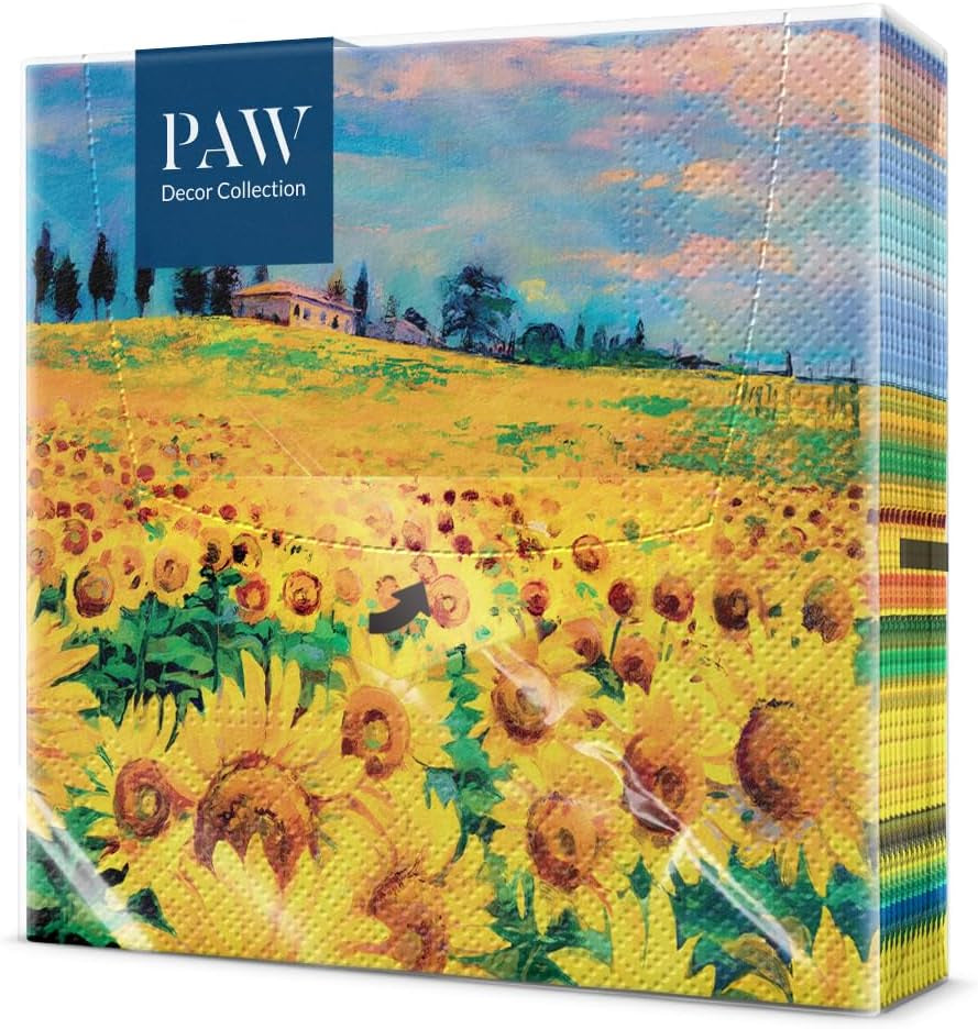 PAW - Șervețele 3 straturi (33 X 33 Cm) I 20 bucăți I Perfect pentru zile de naștere, petreceri, întâlniri I Decorațiuni de toamnă pentru masă I Șervețele de hârtie colorate - frunze de toamnă de umbrelă I Frunze de umbrelă