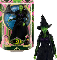 Mattel Wicked Elphaba divatbaba és kiegészítők zöld bőrrel, fekete fonott hajjal, különböző lehetséges pózokkal és meghosszabbítható báli ruhával, HXT62, [többszínű] Naty Shop Dolls, alapértelmezett cím