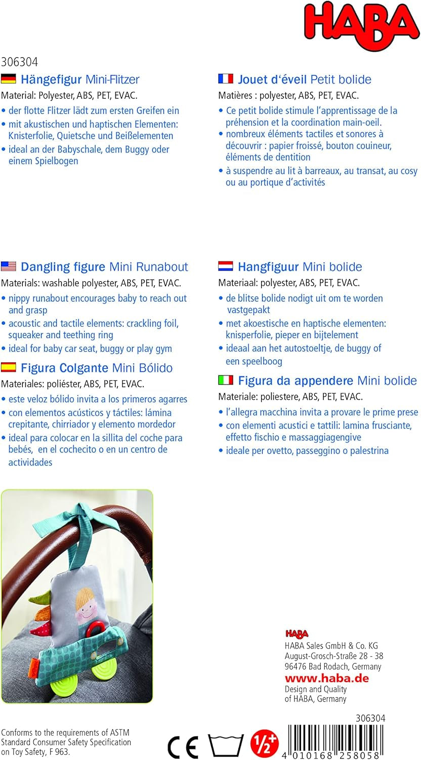 HABA 306304 - Figurină suspendată Mini-Flitzer, jucărie multifuncțională de la 6 luni Jucarii Bebe Naty Shop