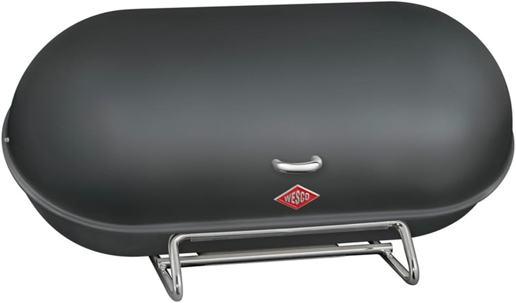 Coș pentru pâine WESCO Breadboy cu capac articulat fără zăngănit, de culoare roșie, din tablă de oțel acoperită cu pulbere, găuri de ventilație și mâner robust Cutii depozitare alimente Naty Shop Grafit mat