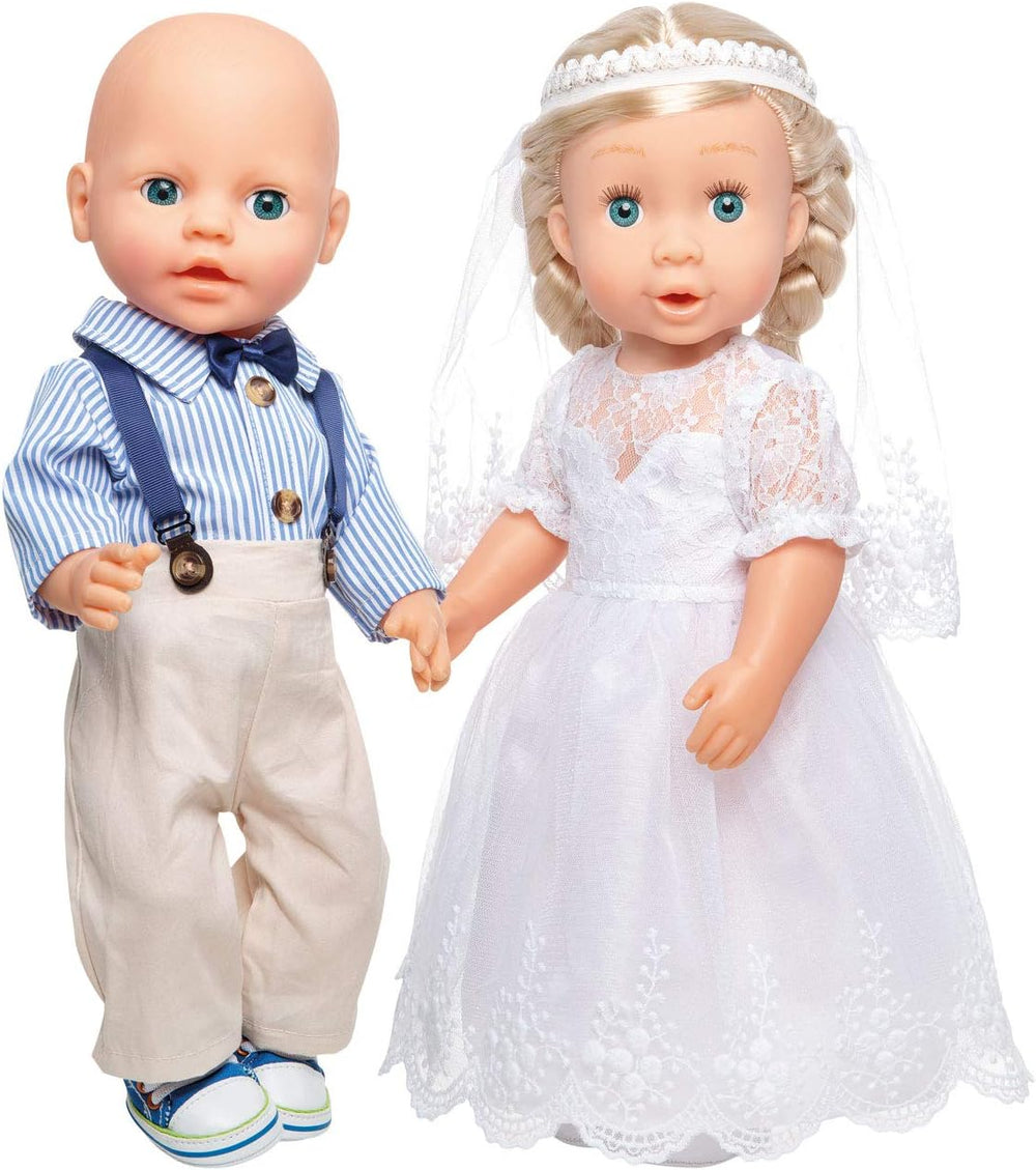 Heless 1021 - Bekleidungs-Set für Puppen im Design von Bräutigam Franz, 2 teilig mit Hose und Hemd, Größe 28-35 cm, für eine rauschende Puppenhochzeit