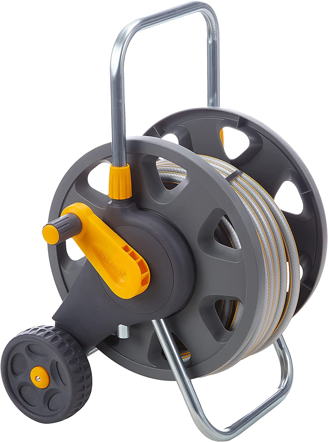 HOZELOCK - Rolă furtun Plus 50 M (Ø 12,5 mm) asamblată: Capacitate maximă 60 m, stabilă și robustă pentru uz general, asamblată cu furtun de 50 m, 1 duză de pulverizare + conectori [2435R0000]