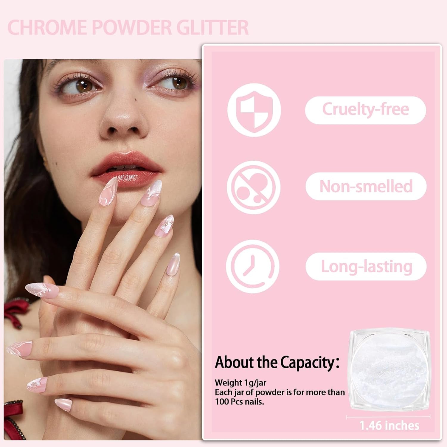 White Pearl Chrom Nagel Pulver, Irisierendes Aurora Pulver Metallic Spiegel Effekt Glitter Pulver Pearlescent Eis Transparent Meerjungfrau Pigment Perle Glitter Staub Für Nail Art Dekoration