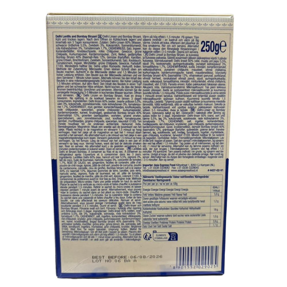 ASHOKA – Instant Delhi lencse és Bombay Biryani – (1 x 250 g)