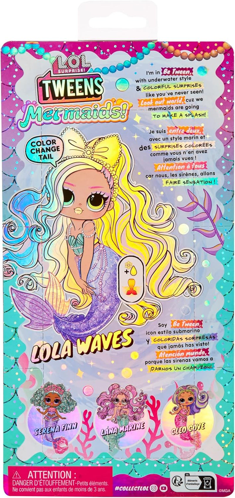 L.O.L. Surprise! Tweens - Sirena Lola Waves - păpușă la modă cu coadă care își schimbă culoarea, aripioară mobilă și accesorii frumoase - jucărie pentru copii și colecționari de la 4 ani Papusi Naty Shop