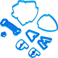 Formă de tăiat fondant Patrula Cățelușilor, plastic, albastru, 8x7x1.5 cm