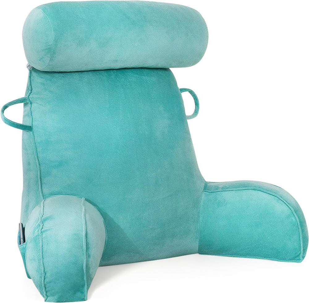 Pernă de citit XL pentru pat și canapea cu rolă detașabilă pentru gât, pernă ideală pentru spate pentru adulți cu spumă cu memorie pentru citit confortabil, lucru, joacă, vizionat la televizor, relaxare (gri)