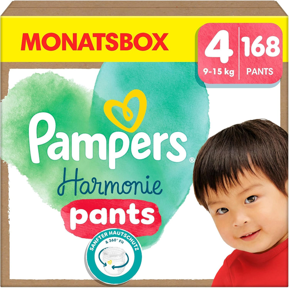 Pampers Harmony Pants pelenka 4-es méretű, 168-as pelenka, 9 kg - 15 kg, gyengéd bőrvédelem és 360°-os kényelem