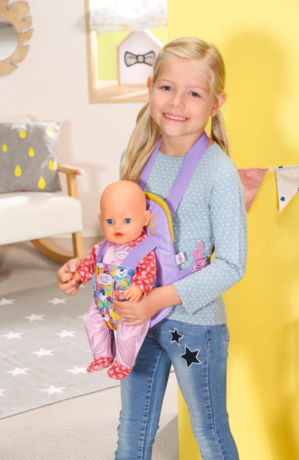 BABY born Puppentrage für Kinder mit verstellbarem Gurt für 36 cm és 43 cm Puppen, 828038 Zapf Creation