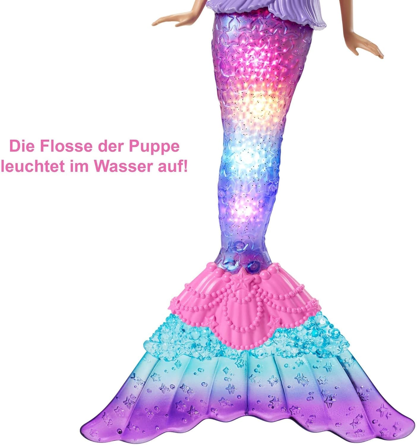 Barbie Dreamtopia Zauberlicht Meerjungfrau Puppe mit blonden Haaren, Barbiepuppe mit Meerjungfrauenschwanz, geeignet als Geschenk für Kinder ab 3 Jahren, HDJ36