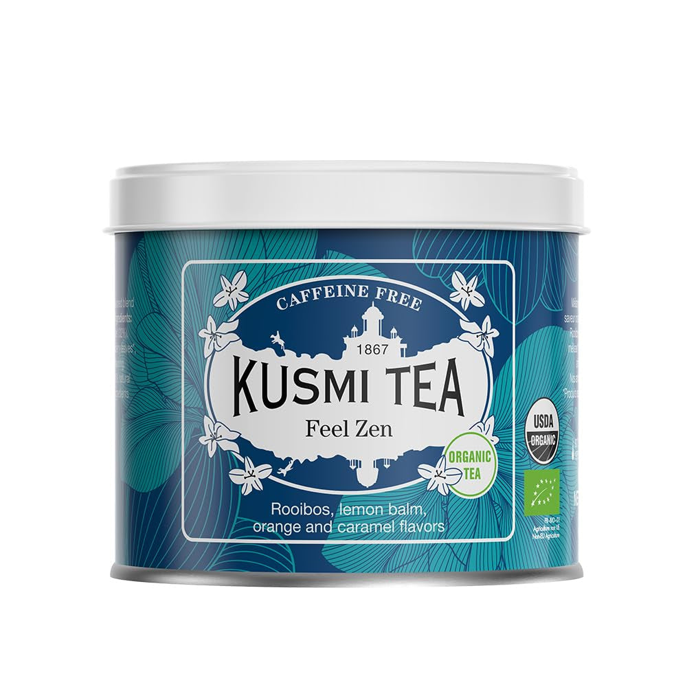Kusmi Tea - Sweet Break - Ceai vrac organic cu hibiscus, plante și fructe - Aromă de fructe roșii și biscuiți - Ceai de fructe fără cofeină - Ceai vrac - Cutie metalică de 100 g pentru aproximativ 50 de cești