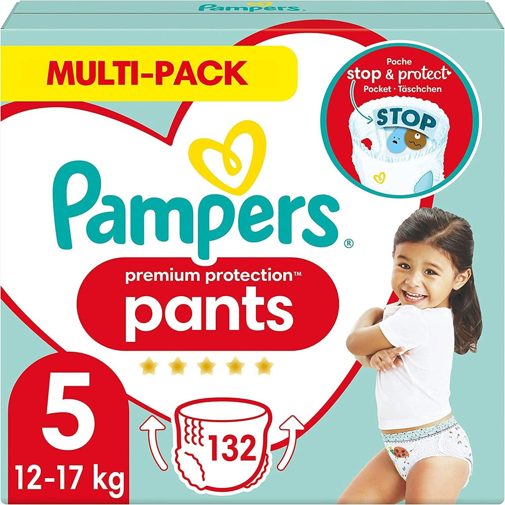 Pampers Premium Protection Pants 5-ös méret, 144 pelenka, 11 kg - 17 kg, 360°-ban állítható, puha szivárgásgátló mandzsettával az optimális kényelem és védelem érdekében