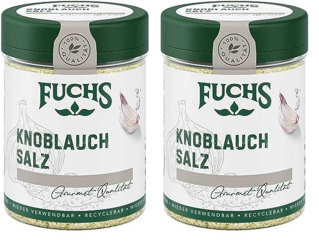 Fuchs Gewürze - Knoblauchsalz - Gewürzsalz für Dips, Saucen und Gemüse - természetes összetevők - 90 g in wiederverwendbarer, recyclebarer Dózis