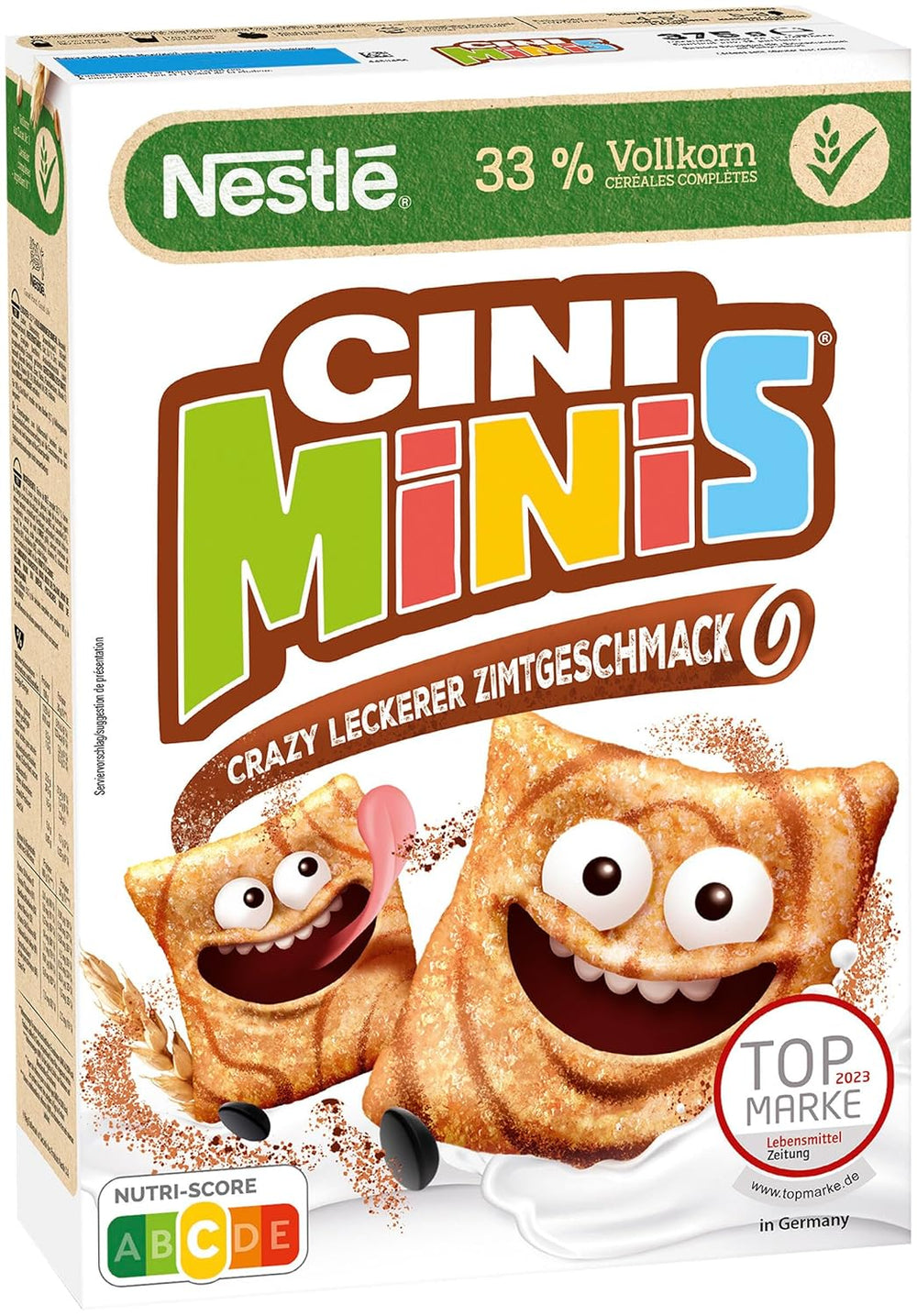 Nestlé CINI MINIS, fahéjas müzli, 37% Vital teljes kiőrlésű gabona, vitaminokkal, kalciummal és vassal, ropogós pehely, 7 db-os kiszerelés (7x375g)