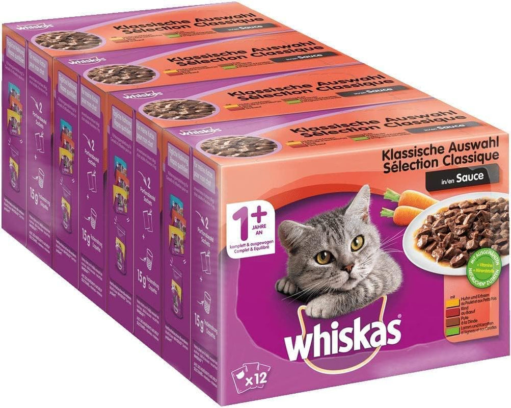 Hrană umedă pentru pisici Whiskas Adult 1+ Poultry selection in jelly, 120 pliculețe, 120X85G (1 pachet vrac) - Hrană umedă de înaltă calitate, Pentru pisici adulte