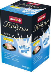 animonda Vom Feinsten Adult Katzenfutter, Nassfutter für ausgewachsene Katzen, mit Huhn + Milchkern, 6 x 100 g