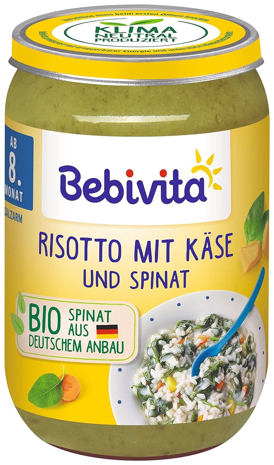 Menük 8 hónapos kortól Bolognai spagetti, 6-os kiszerelésben (6 x 220 gramm), közepes Anya és Gyermek Naty Shop 220 gramm Rizottó sajttal és spenóttal