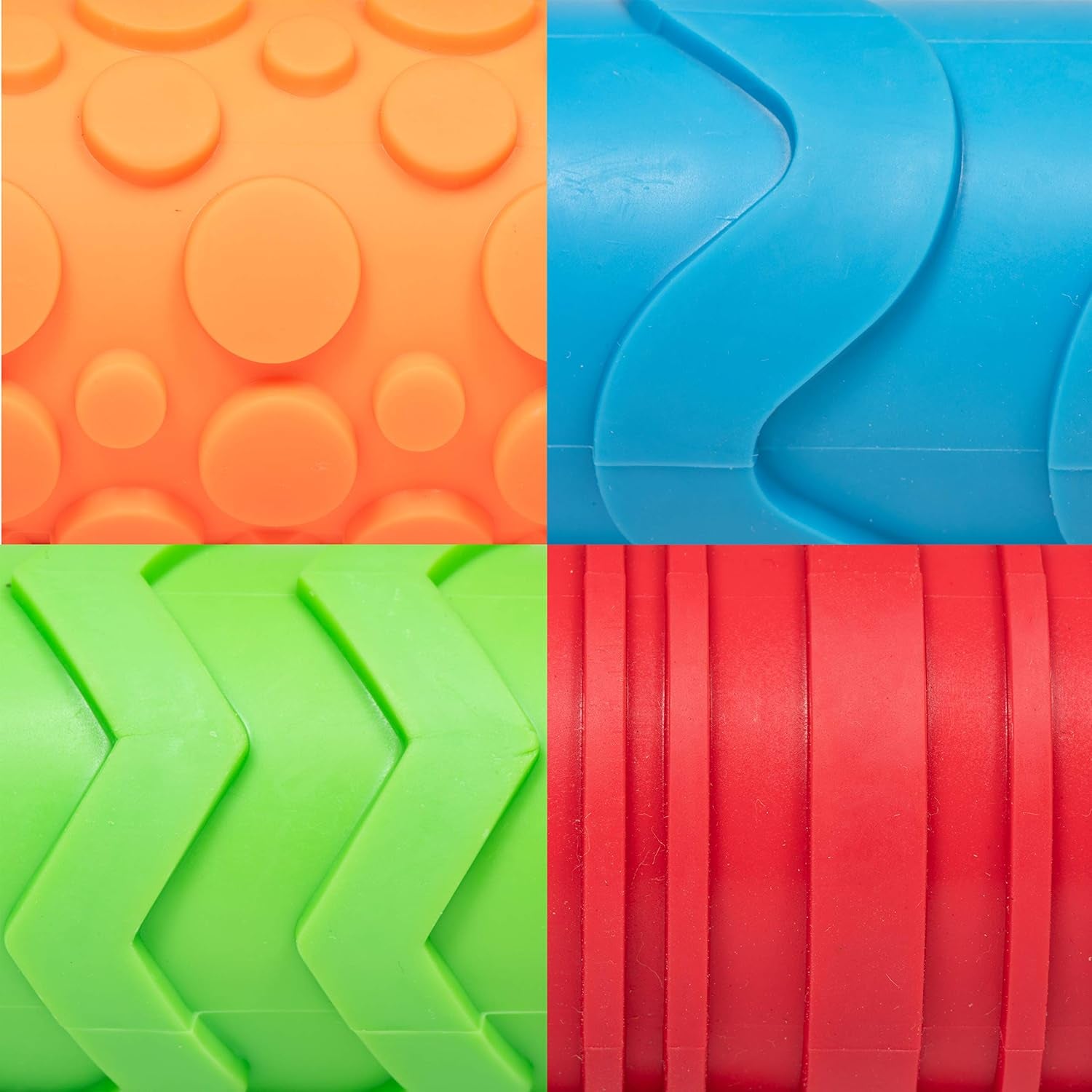 Mal- und Ton-Texturwalzen - 4er-Set - strukturált Knetrollen für Kinder - Vielseitige Muster zum Basteln und Dekorieren