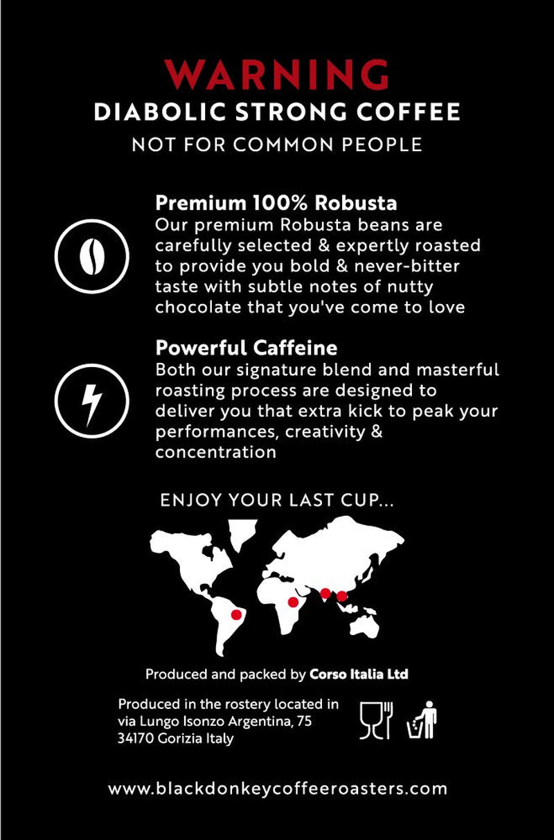 PRĂJIRE DIAVOLULUI | Boabe de cafea 1KG | Cafea extrem de tare | Cafea cu conținut ridicat de cafeină | Robusta premium de la