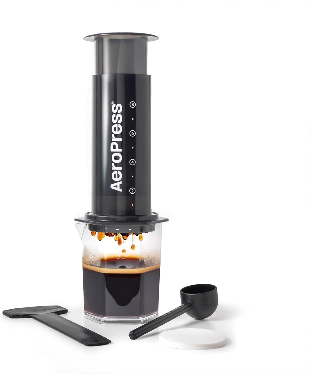 Aparat de cafea și espresso AeroPress Original, aparat de cafea portabil de nivel barista cu cameră, piston și filtre, aparat rapid de cafea și espresso